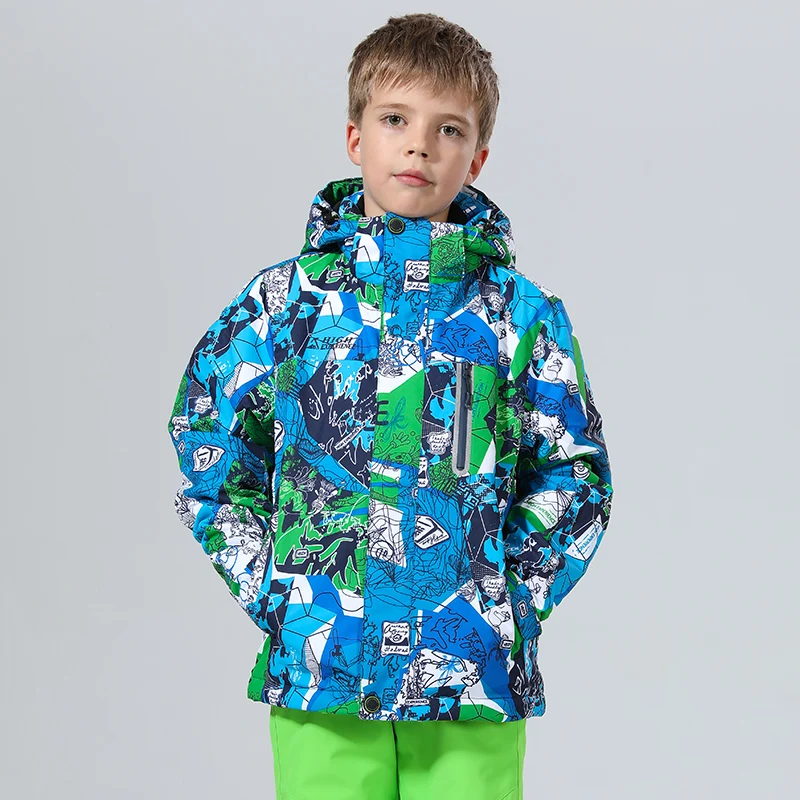 grey print Лыжный костюм для девочки лыжный костюм зимние штаны лыжи лыжные штаны сноуборд сноубординг горнолыжный костюм детский костюм горнолыжный костюм зимниймальчиков лыжный костюм s для детей; зимний костюм для мальчиков - Цвет: grey print