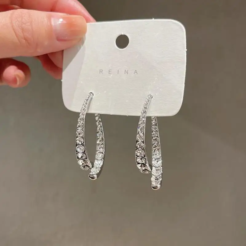 

Korean Earings Fashion Jewelry Rhinestone Cross Earrings Ear Stud Earrings For Women Kolczyki Statement Earrings Wholesale