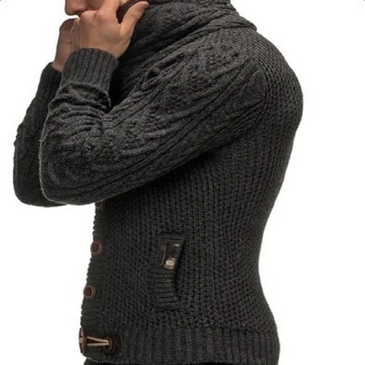Boys Black Sweaters Winter Men's Cardigan Thick Plus Size Knitted Turtleneck Sweater Oversize Xxxl Male Casual Knitwear Vintage | Мужская