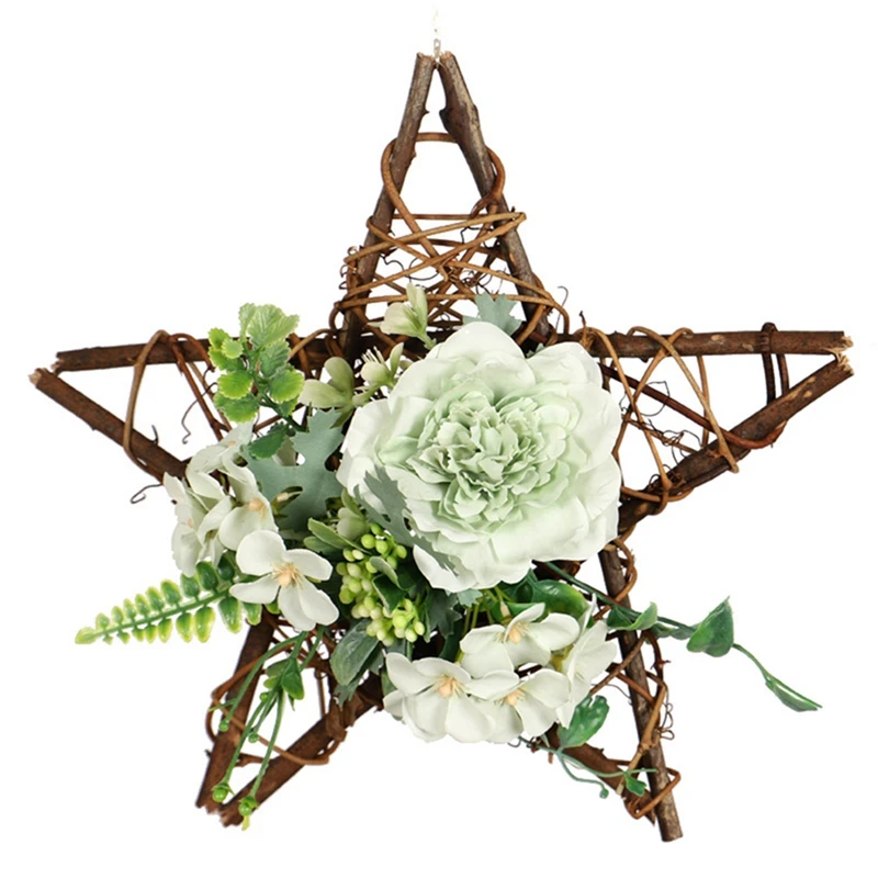 

Artificial Camellia Wreath Star Shape Wreath For Hanging Front Door Wall Window Wedding Party Farmhouse Home Decor