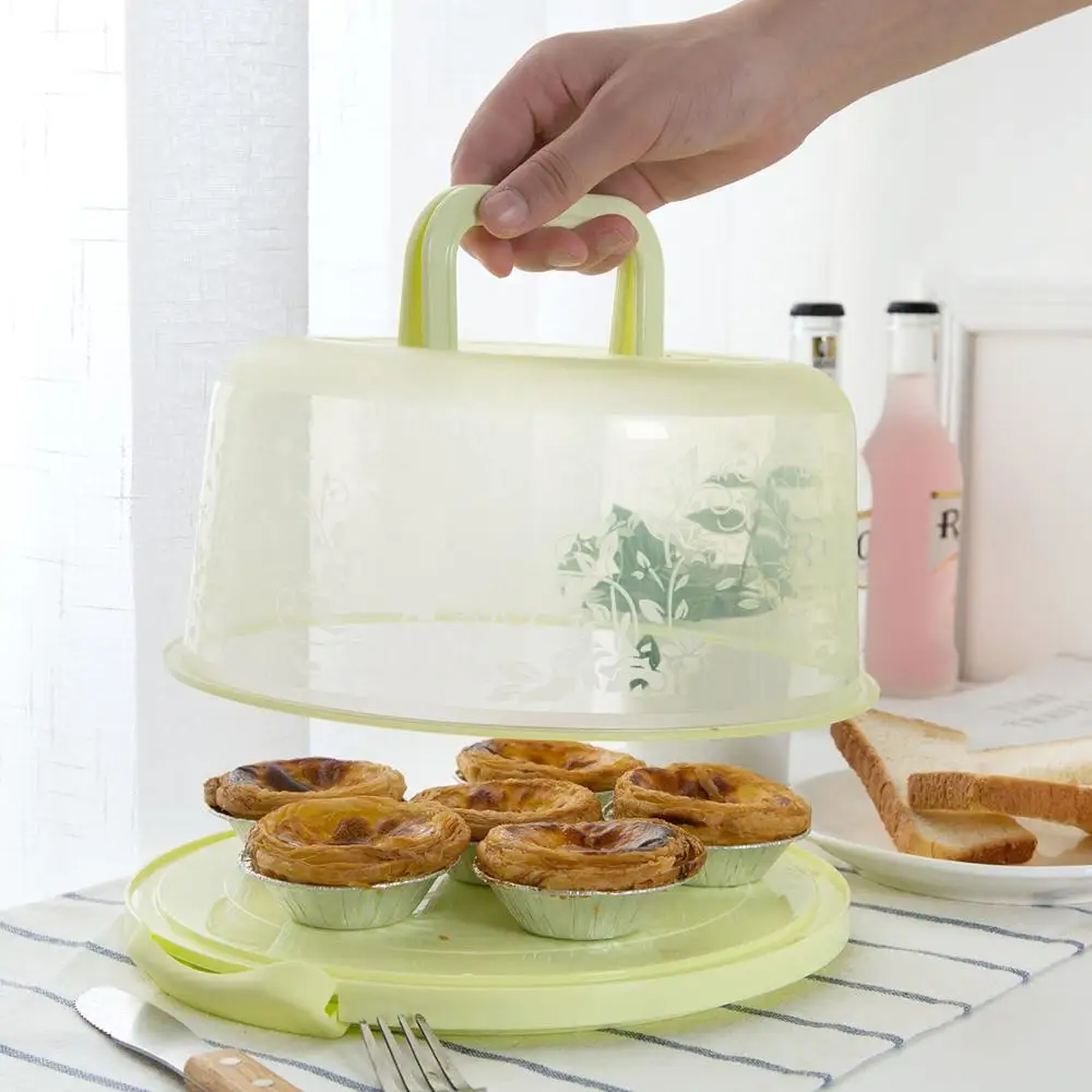 Пластиковая круглая коробка для выпечки Чехол контейнер еды держатель десерта