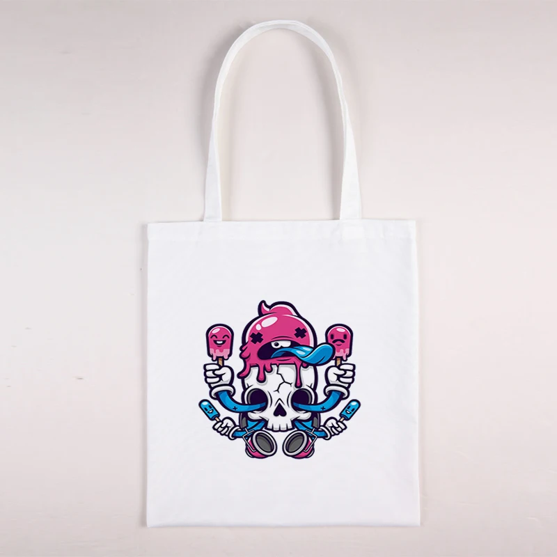 

Canvas Bag Grocery Anime Tote Fabric Bags Shopper Shoulder Shopping Women's Big for Designer Handbags 2021 Printed Briefcase Eco