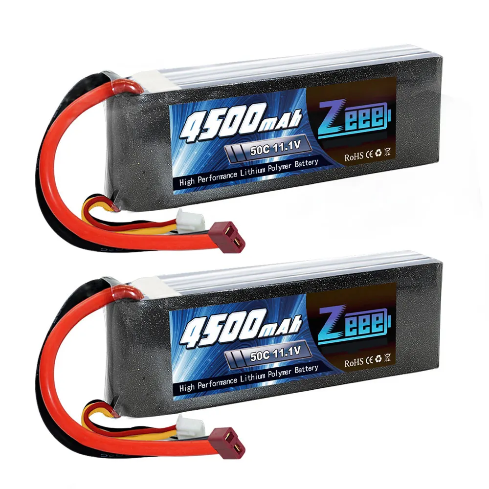 Deans Plug 2 единицы Zeee 11,1 V 4500 мА/ч, 50C 3S LiPo Батарея с Т-образный разъем XT60 Разъем для RC автомобиль Heli Quad Дрон Heli коптера RC самолет - Цвет: Deans Plug