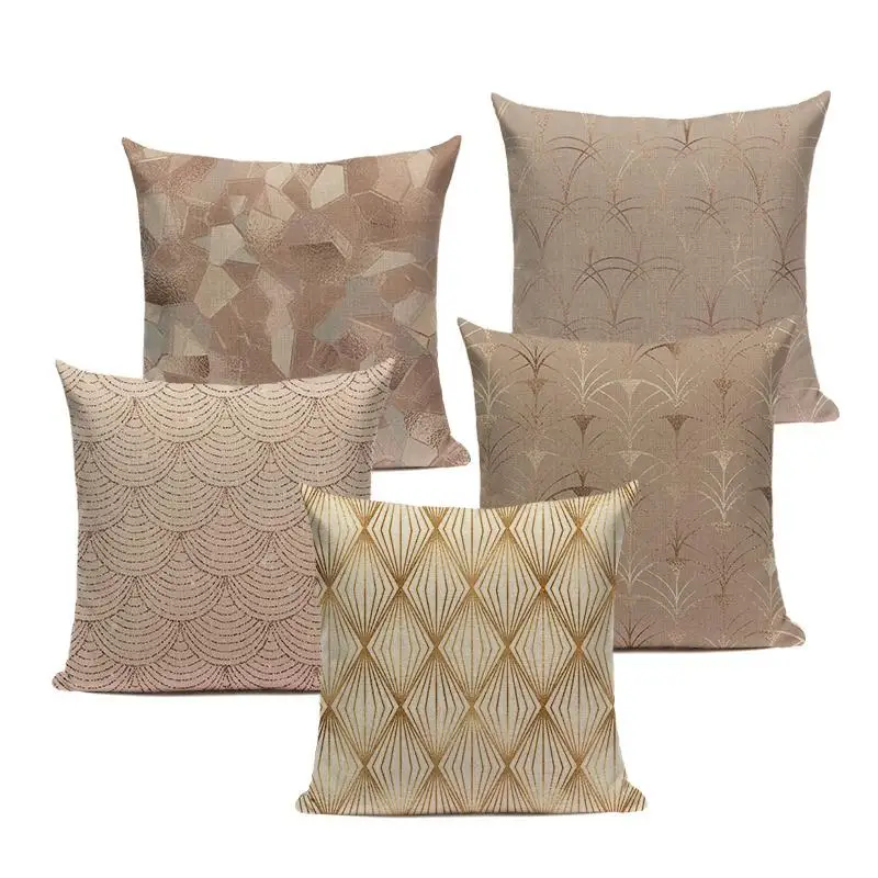 

Rustic Style Cover Pillows Gold Cover Cushion Kissen Simple Style Decorative Pillowcase Shabby Chic Geometric Decor Cushions