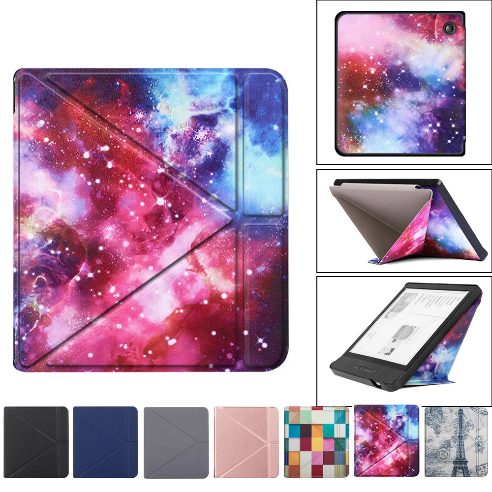 

Tablet Case For Kobo Libra H2O 7.0in 2019 Stand Multi-fold PU+Leather Smart Flip For Kobo Libra H2O 7.0in 2019 Tablet Cover
