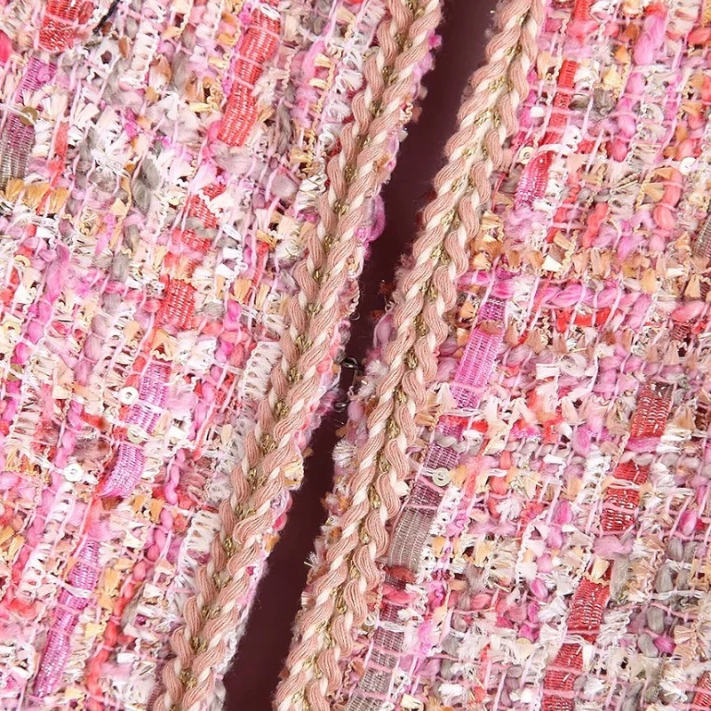 2020 Женская милая твидовая куртка с круглым вырезом и цветами женское