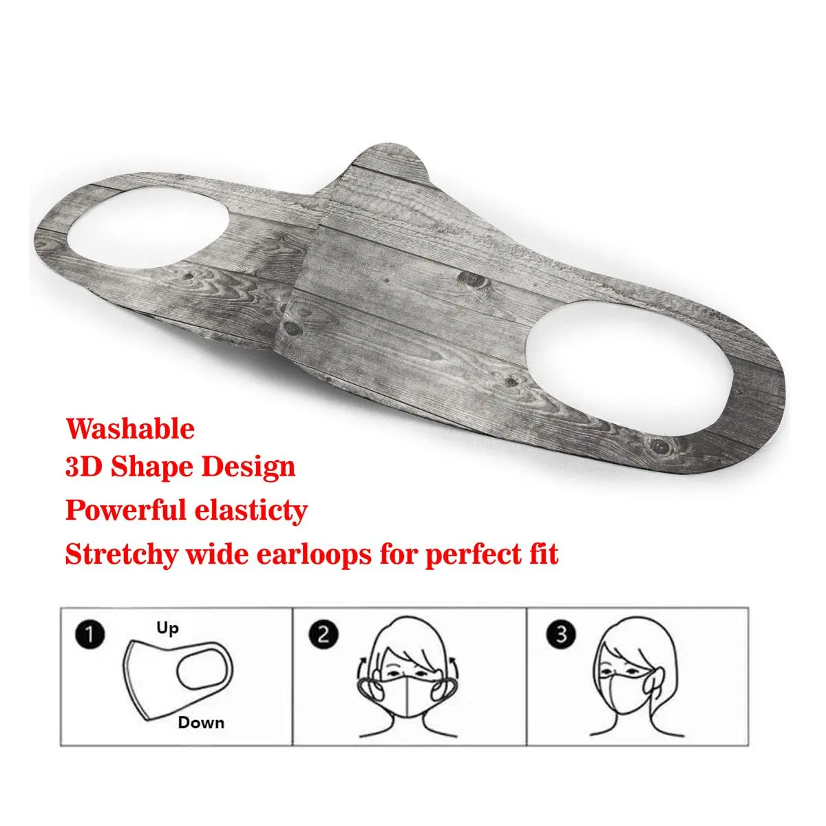 

Ancient Ombre Style Grunge Wooden Planks Washable elastic Earloop Face Breathing Mask Reusable Anti Dust Cotton Mouth For Adults