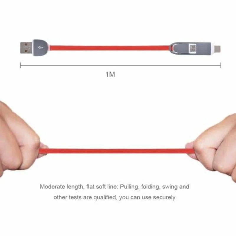 Микро 1м Тип USB C кабель 2 в 1 провод для быстрой зарядки передачи и синхронизации