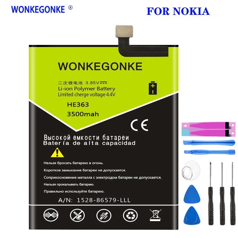 

Аккумулятор WONKEGONKE для Nokia 8,1 TA-1119 TA-1128 HE363, высококачественный аккумулятор + Инструменты