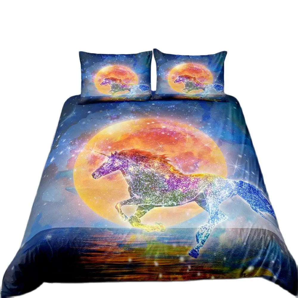 

Bedding Sets Home Textile 3D Printing Unicorn Bedclothes Universe Pattern Galaxy Bed Linens Pillowcase Duvet Cover Sets