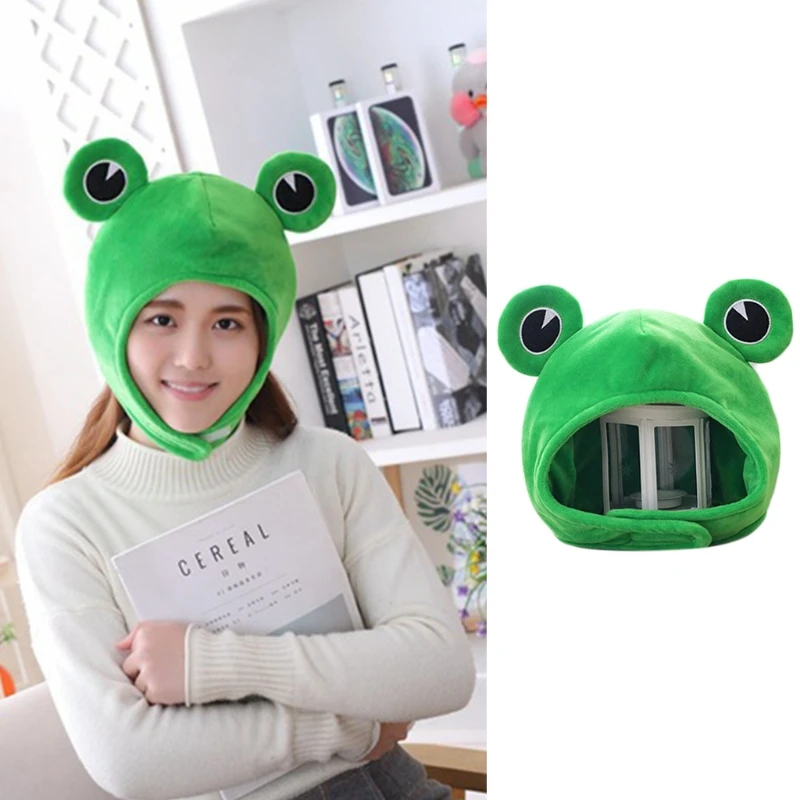

Novelty Funny Big Frog Eyes Cute Cartoon Plush Hat Toy Green Full Headgear Cap Cosplay Costume Party Dress Up Photo Prop