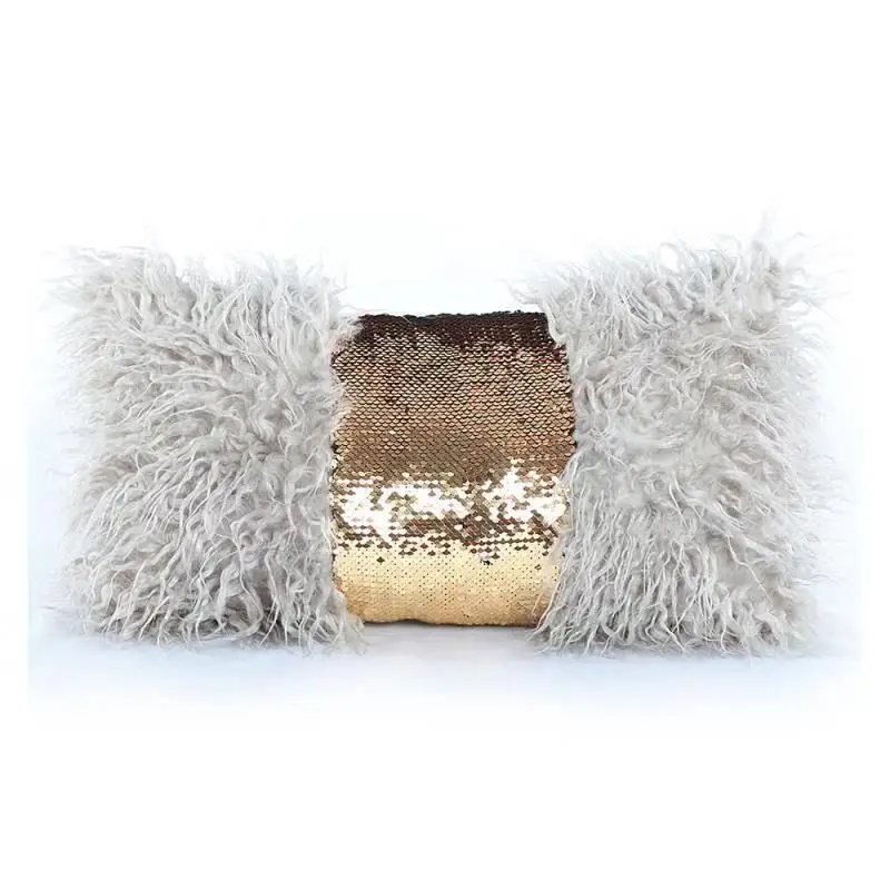 30x50 см новая Прямоугольная подушка из искусственной шерсти Золотая блестящая
