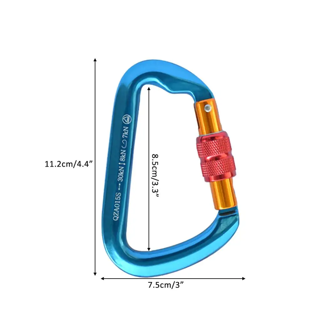 

30KN Professional Carabiner D Shape Carbiner Key Hooks Climbing Ascend Security Safety Master Lock Outdoor Protective Equipment