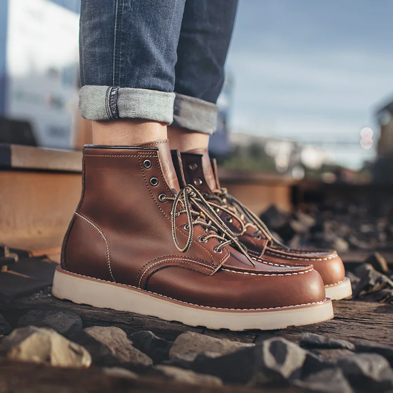 Vintage Worker Leather Casual Shoes Outdoor Ankle Boot Punk Shoes