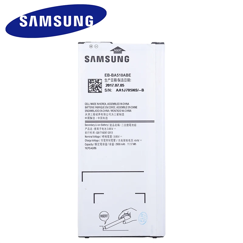 

SAMSUNG Original Replacement Battery EB-BA510ABE For Samsung GALAXY A510 2016 A5 2016 Version Authentic Phone Battery 2900mAh