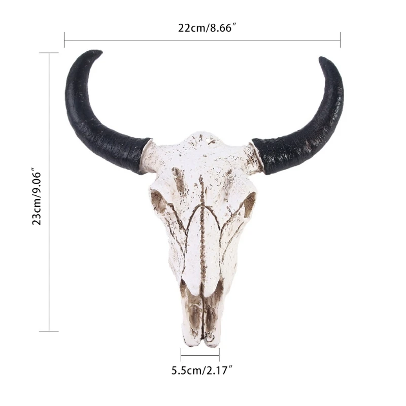 

Animal Long Horn Cow Skull Wall Hanging Creative Halloween Resin Art Crafts Ornaments Home Mounted Decorations 85DB