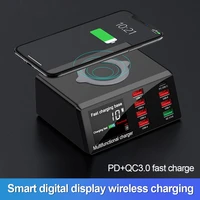 usb c desktop charger 100w 10w wireless type c pd quick charge 18w qc3 0 led display 8 ports usb multi port charger for samsung