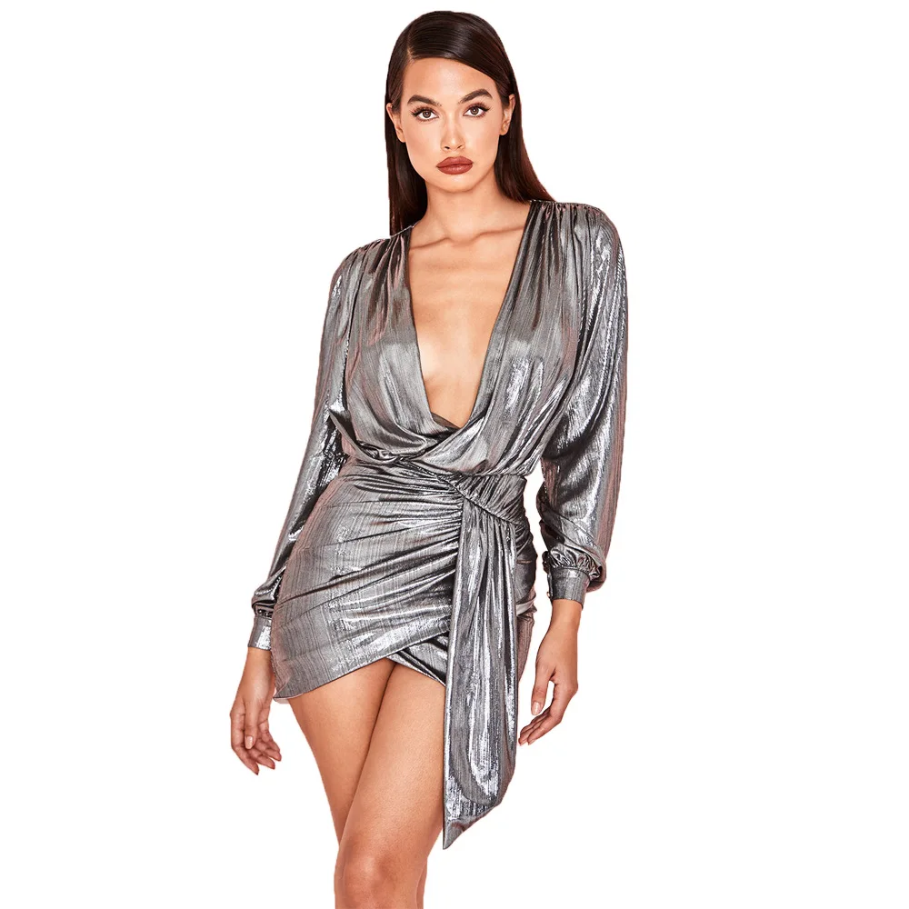 

Ladies Night Club Bandage Bodycon Dress Women Sexy Party Dresses Elegant Deep V Neck Mini Autumn Spring Dress 2020 Vestidos