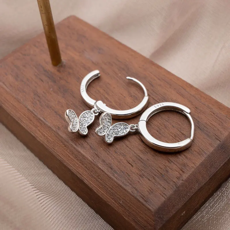 

YC4617E S925 Silver Fashion Beautiful Cute Zircon Butterfly Earrings GIRL'S Gift Party Banquet WOMEN'S Jewelry Earrings 2021