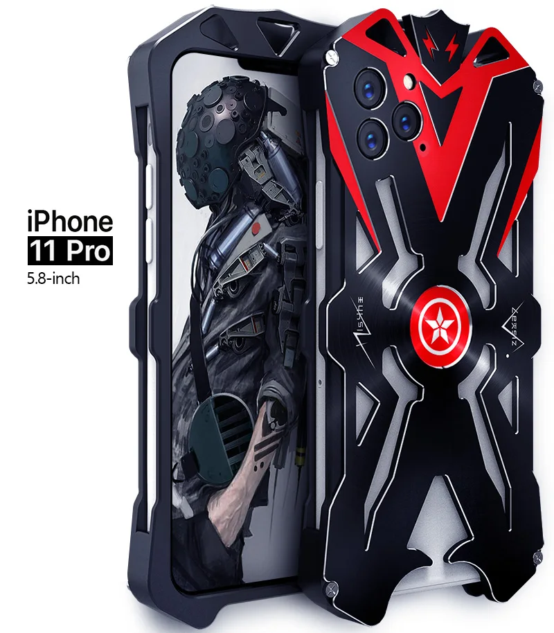 Металлический алюминиевый чехол для iphone 11, защитный чехол Doom, сверхпрочная защита для iphone 11 pro max, Новые Чехлы, чехол-бампер - Цвет: black