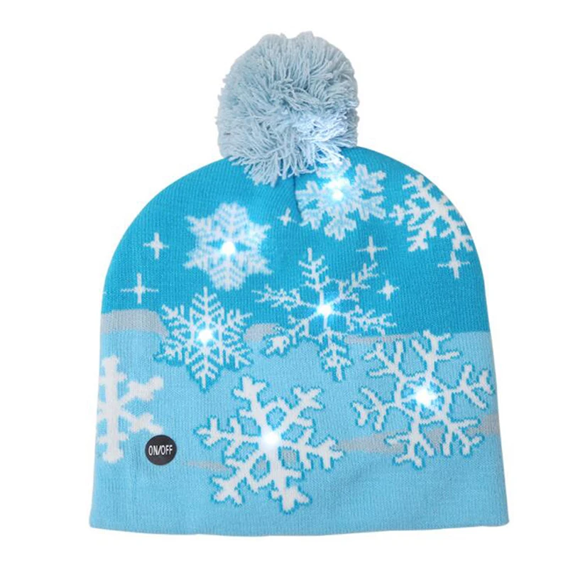 

Merry Christmas Women Men Adult Caps LED Light-up Hat Knitted Sweater Holiday Christmas Party
