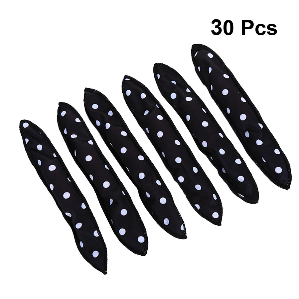 

30pcs DIY Hair Curler Rollers Wave Point Cloth Covered Sponge Night Sleep Flexible Hair Styling Tools (Blue Black Rosy Ligh