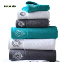 luxury embroidered cotton bath towel bathroom gift for adults super absorbent large shower for home hotel white gray beach towel