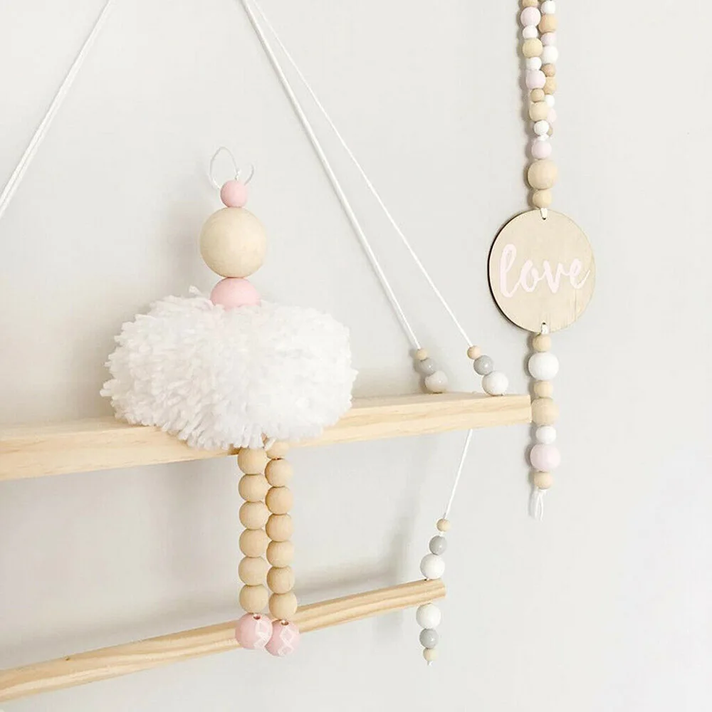 Nordic Ballet Girl Hanging Decoration Wooden Beads Ornament Adornment Room Photography Props | Дом и сад