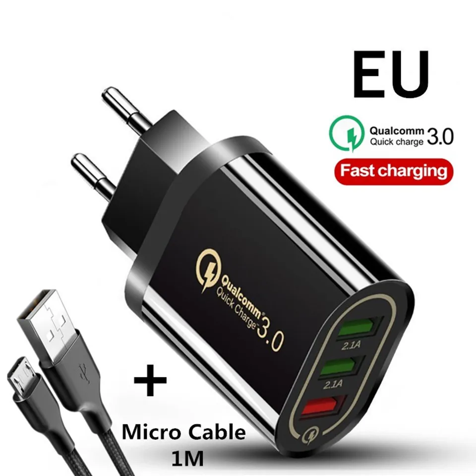 Быстрое зарядное устройство 3 USB зарядное устройство Быстрая зарядка QC3.0 5 V/3A EU/US для iPhone быстрое зарядное устройство Xiaomi портативное зарядное устройство для телефона Зарядка зарядное устройство