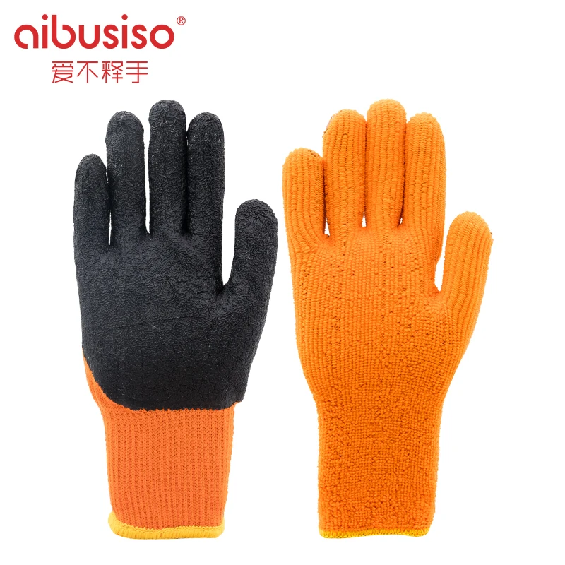 AIBUSISO 2 пары плюшевые утолщенные латексные рабочие перчатки с морщинами защитные