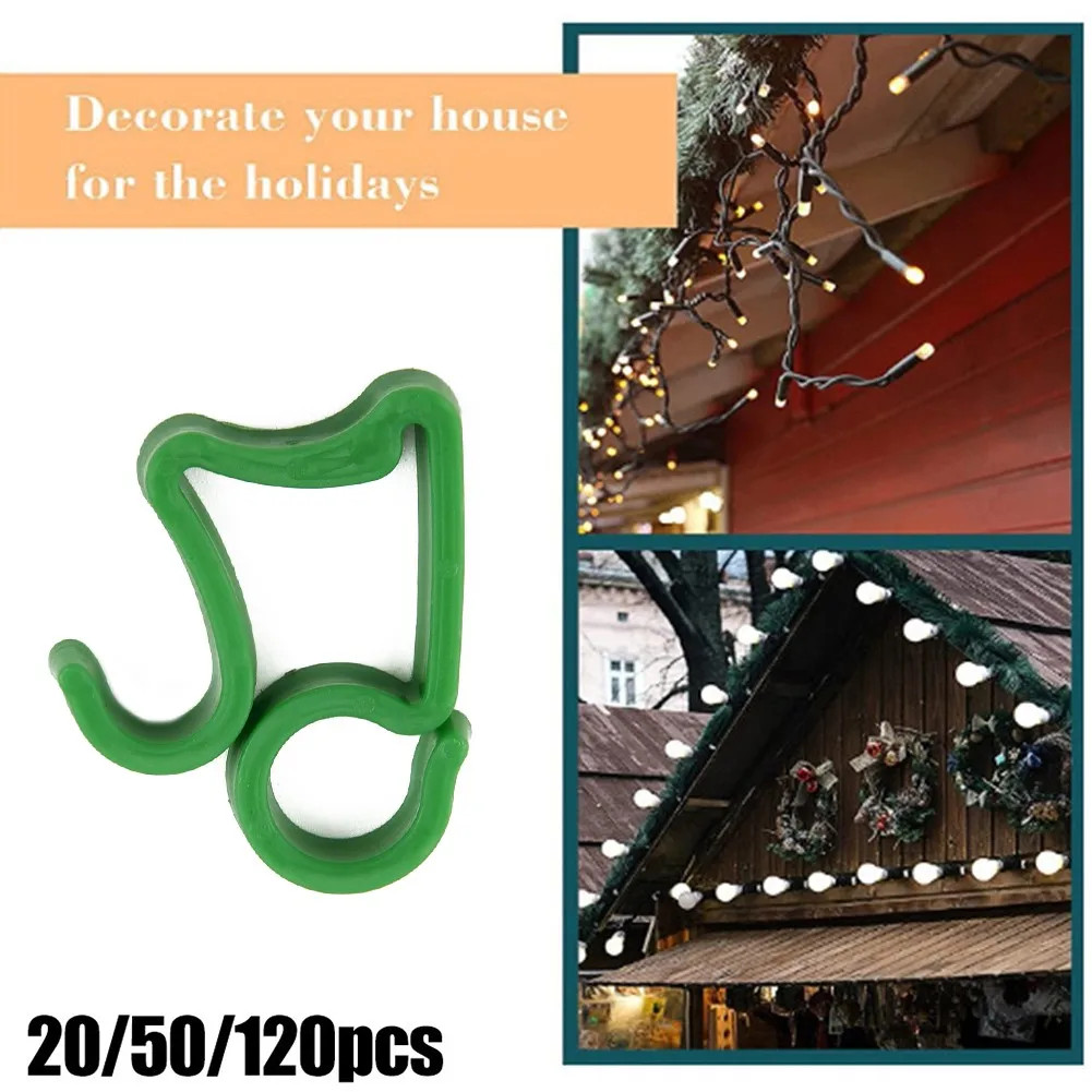 

20/50/120Pcs Christmas Light Hooks Gutter Hang Hooks S Clip Outside String Lights Weatherproof Plastic Fastern For Xmas Navidad