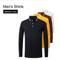 long sleeve slim button solid color men for business top shirt high quality mens polo autumn turn down collar slim fit tee m 4x