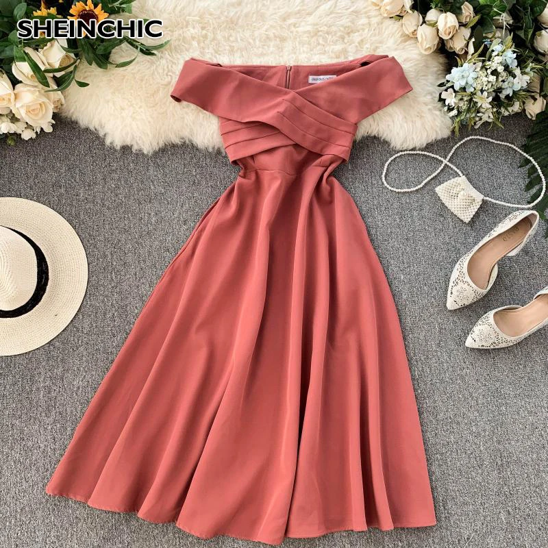 Женское винтажное платье до колен розовое/красное/черное/зеленое в европейском