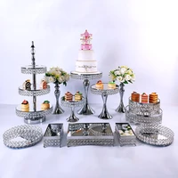6 13pcs silver metal cake stand round wedding birthday party dessert cupcake pedestal display plate home decor