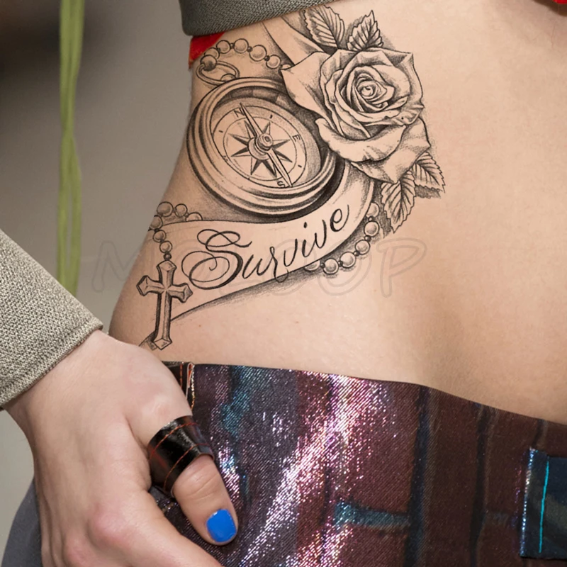 Временные тату-наклейки романтичные сексуальные розы цветы искусственные тату