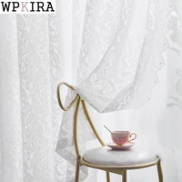 nordic white double sides pearls lace curtains for princess room green sheer drape bay window coffee blinds s640e