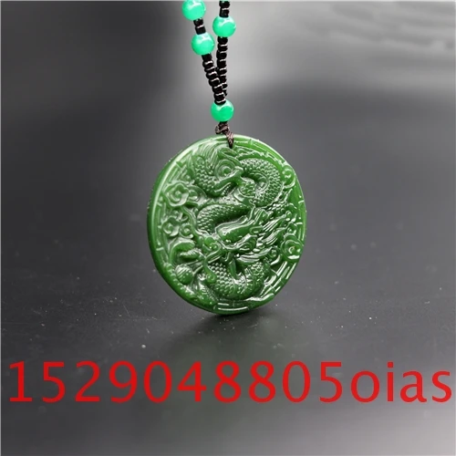 Натуральный зеленый китайский Нефритовый дракон кулон ожерелье Шарм жадеит