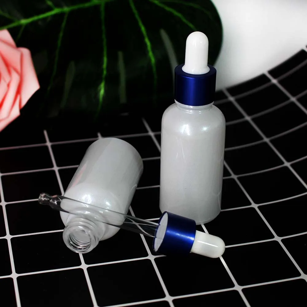 30 мл пустая перламутровая белая стеклянная бутылка-капельница Косметическая