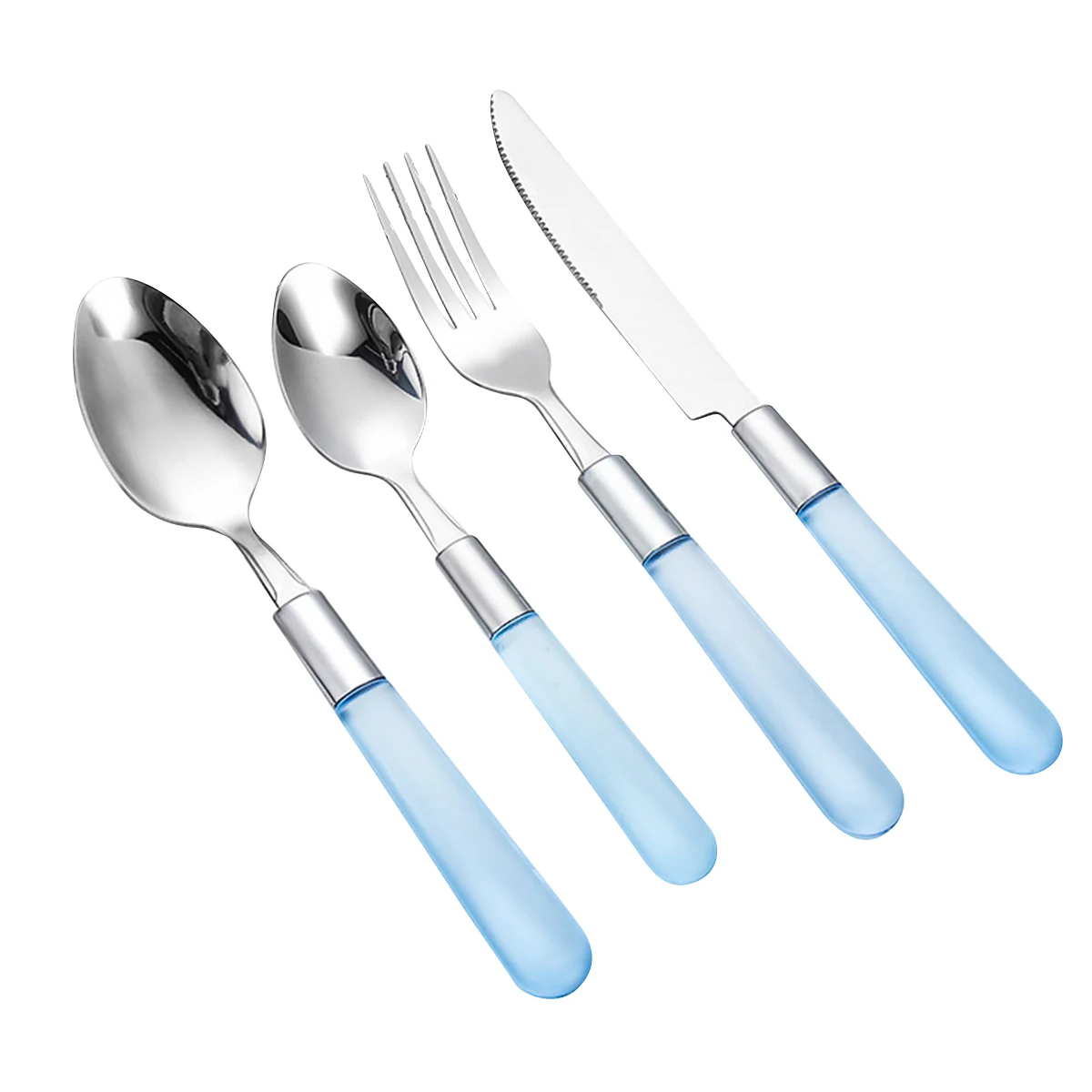 

4pcs/Set Flatware Dinnerware Set Stainless Steel Knife Fork Spoons With Plastic Handle Handle Craft Gift Box