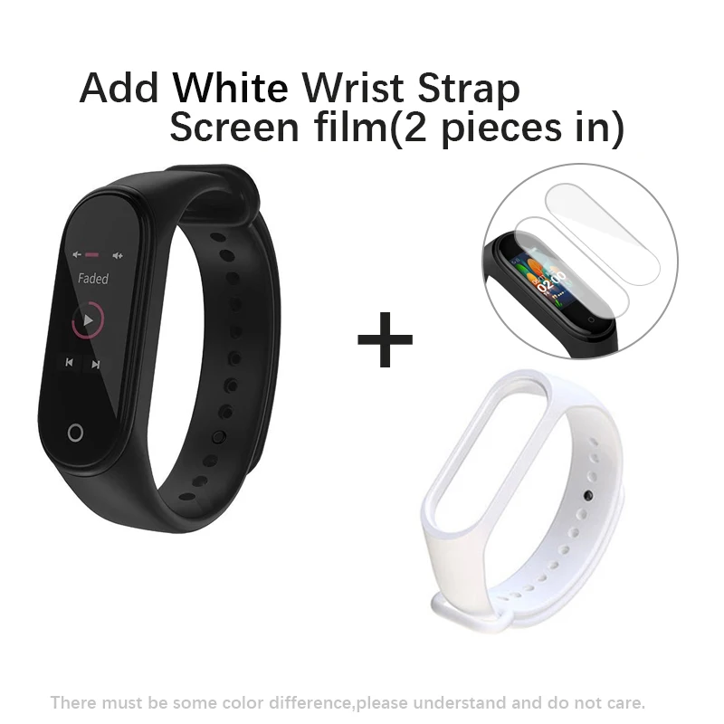 AddWhite Wrist Strap Глобальная версия Xiaomi Mi группа 4 Смарт Браслет miband 4 Фитнес отслеживание сердечного ритма браслет 3 цвета активно-матричные осид, Сенсорный экран 135 мАч - Цвет: AddWhite Wrist Strap