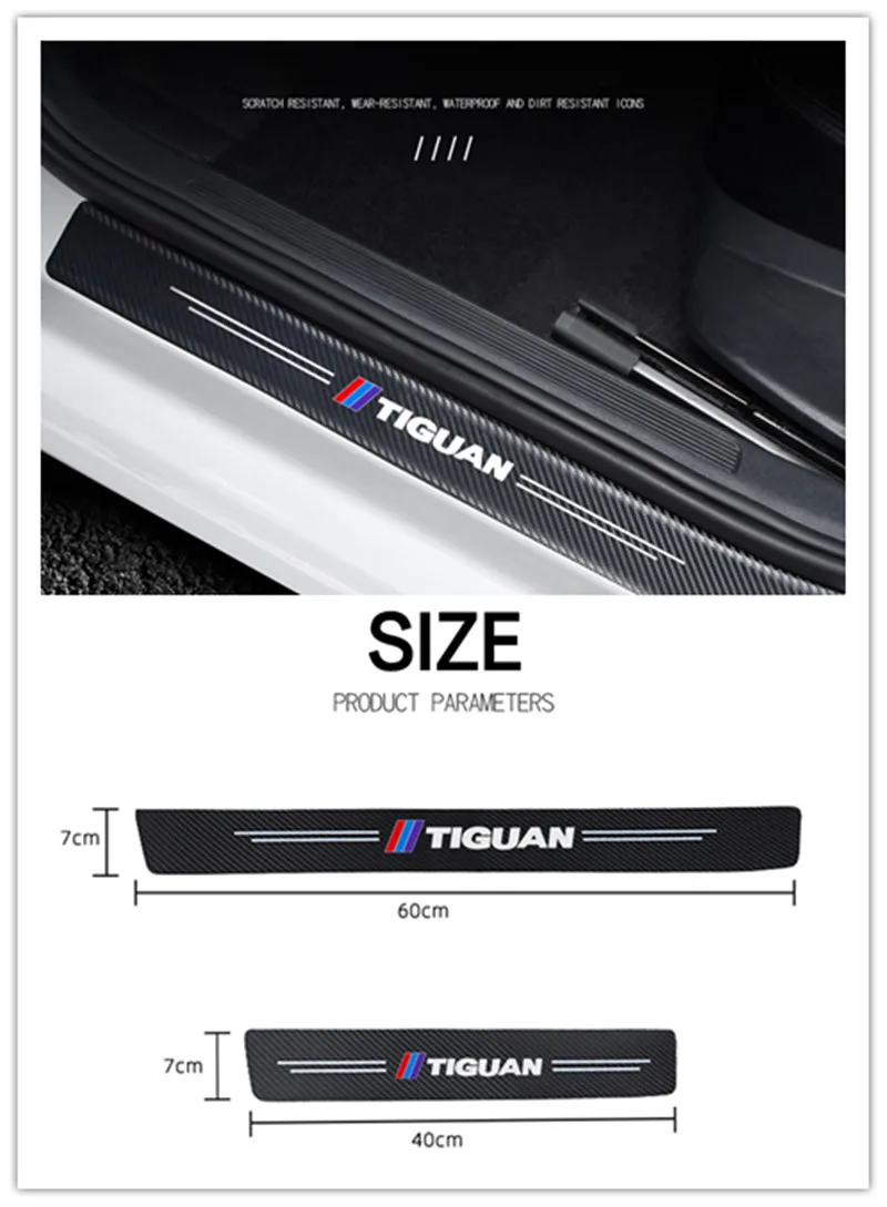 

4pcs carbon fiber decal trunk door panel waterproof scratch proof decal MK2 2016 2017 2018 2019 2020 car decal