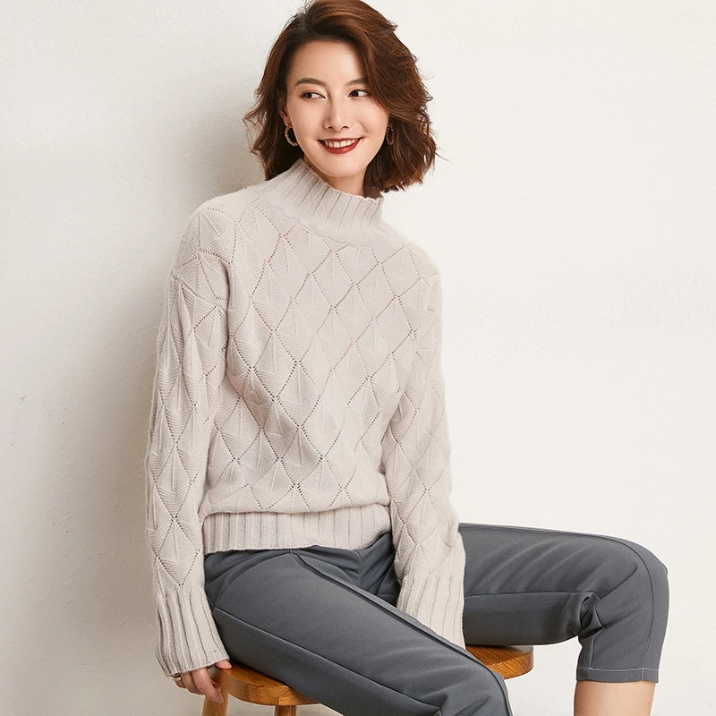 adohon 2019 woman winter 100% Cashmere sweaters and autumn knitted Pullovers High Quality Warm Female thickening Turtleneck