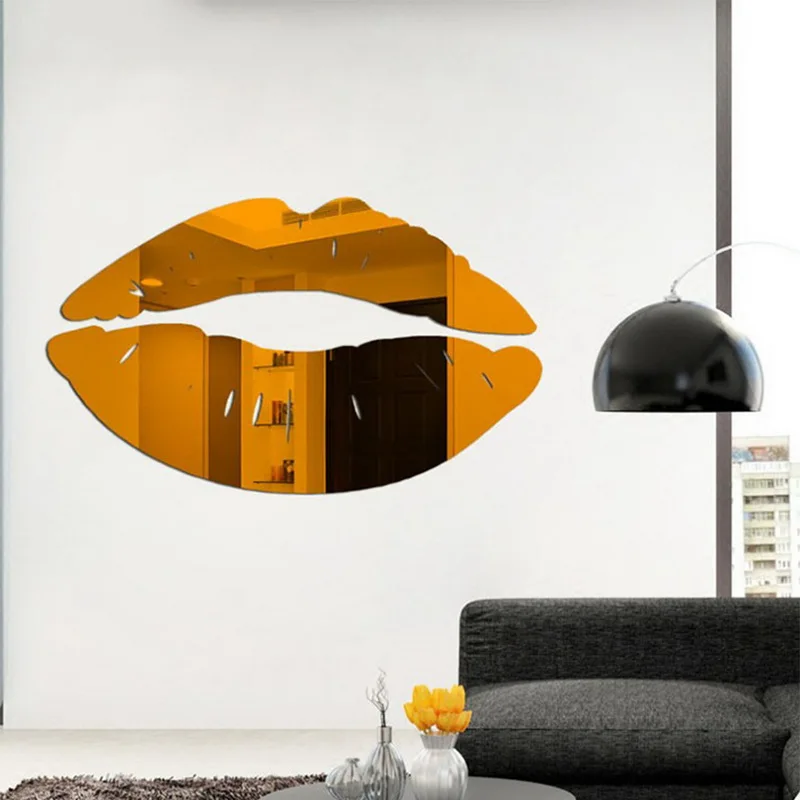 Горячие 3D зеркало губ Макияж наклейки на стену креативный арт обои наклейка