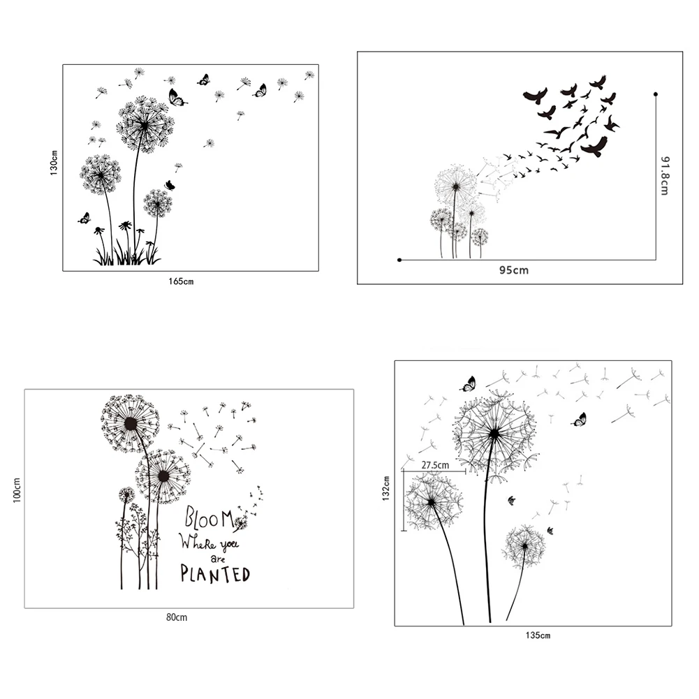 DIY ПВХ Одуванчик Бабочка Наклейка на стену клейкие обои художественная роспись