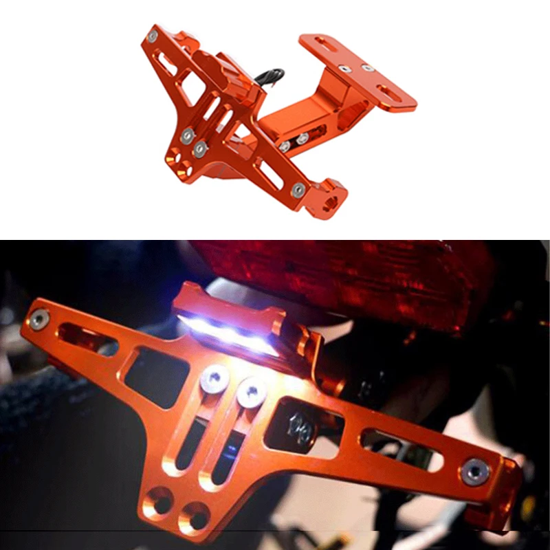

Universal CNC Aluminum Angle Motorcycle Rear License Plate Mount Holder Frame LED Light Adjustable Motorcycle Accessories