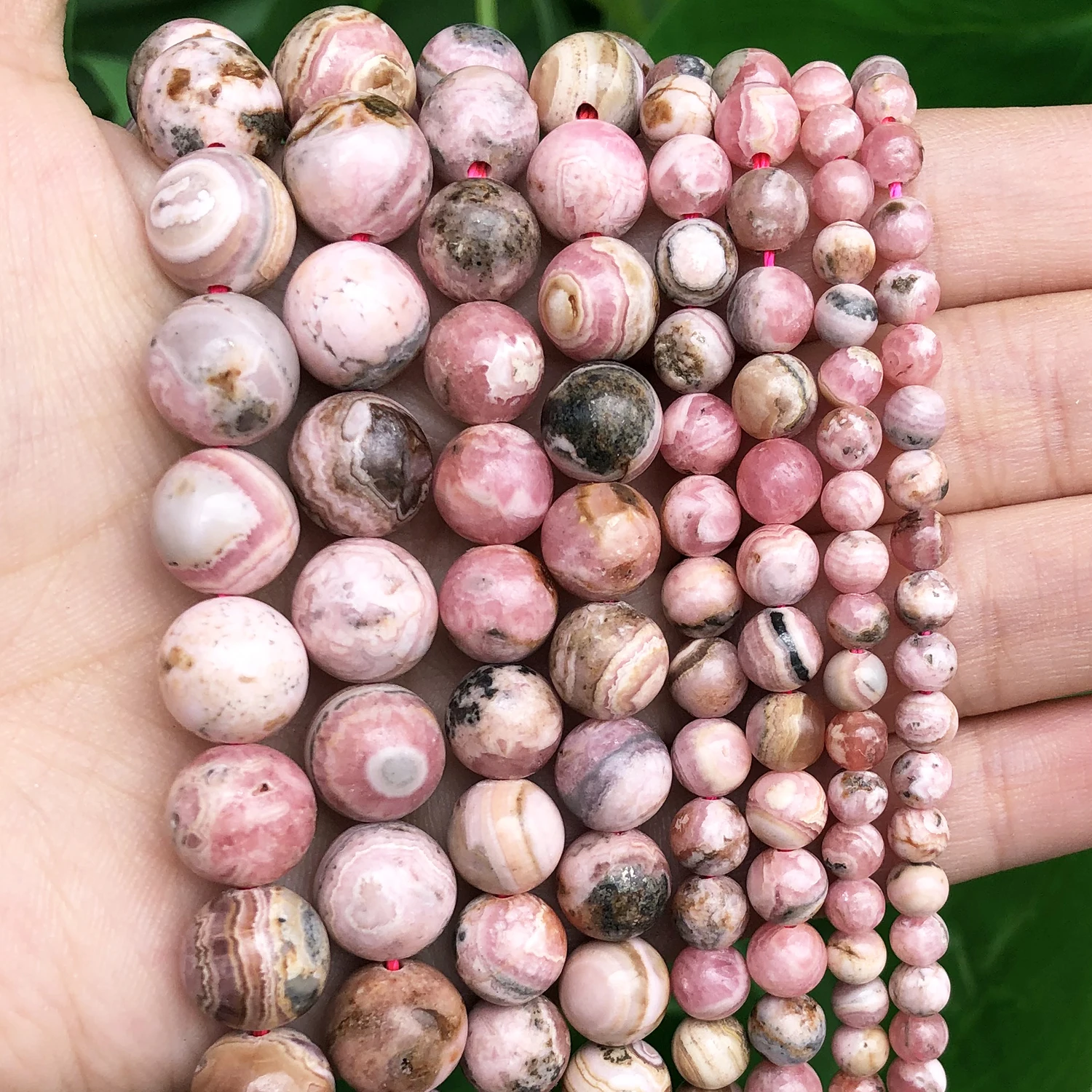 

AAA Grade Natural Genuine Stone Argentina Rhodochrosite Loose Round Beads For DIY Making Jewelry Bracelet Accessories 15''Inches