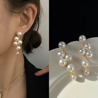 2021 new korean design trendy sweet cute white pearl drop earrings for women fashion chic big elegant earring party jewelry