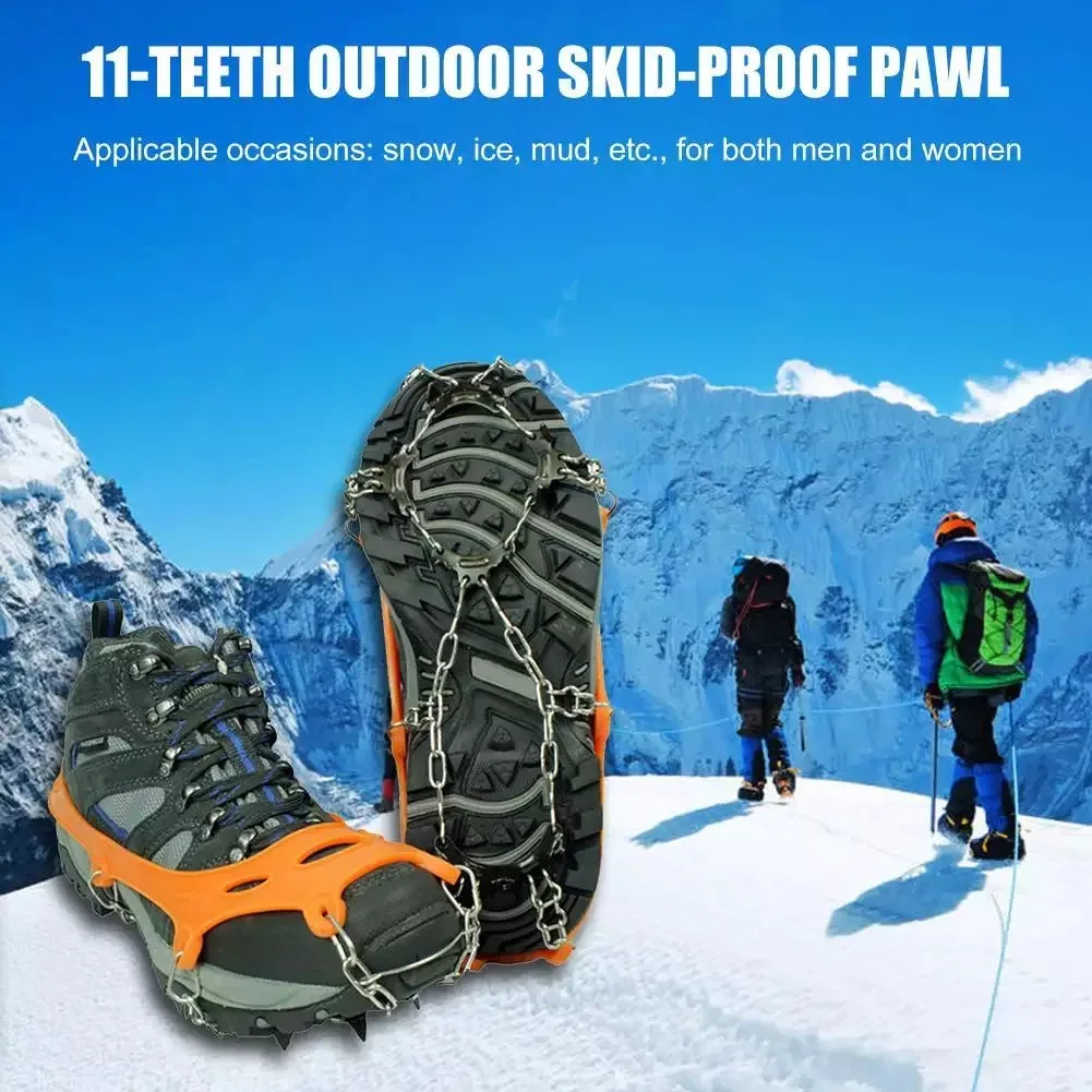 

1 Pair Shoes Cover Ice Gripper 11 Teeth Anti-slip Climbing Crampons Over Spikes Camping Portable Outdoor Elements
