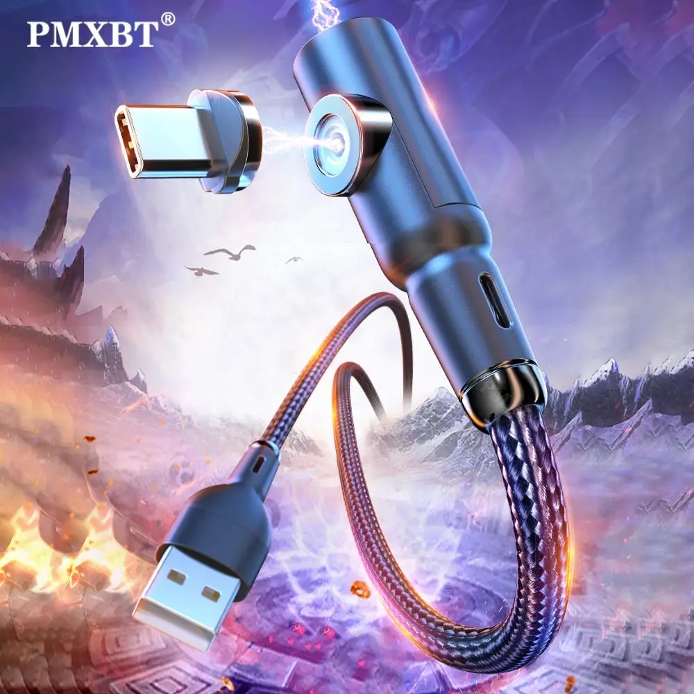 90 градусов Магнитный USB кабель Быстрая зарядка для iPhone Samsung Xiaomi телефон Micro Type C