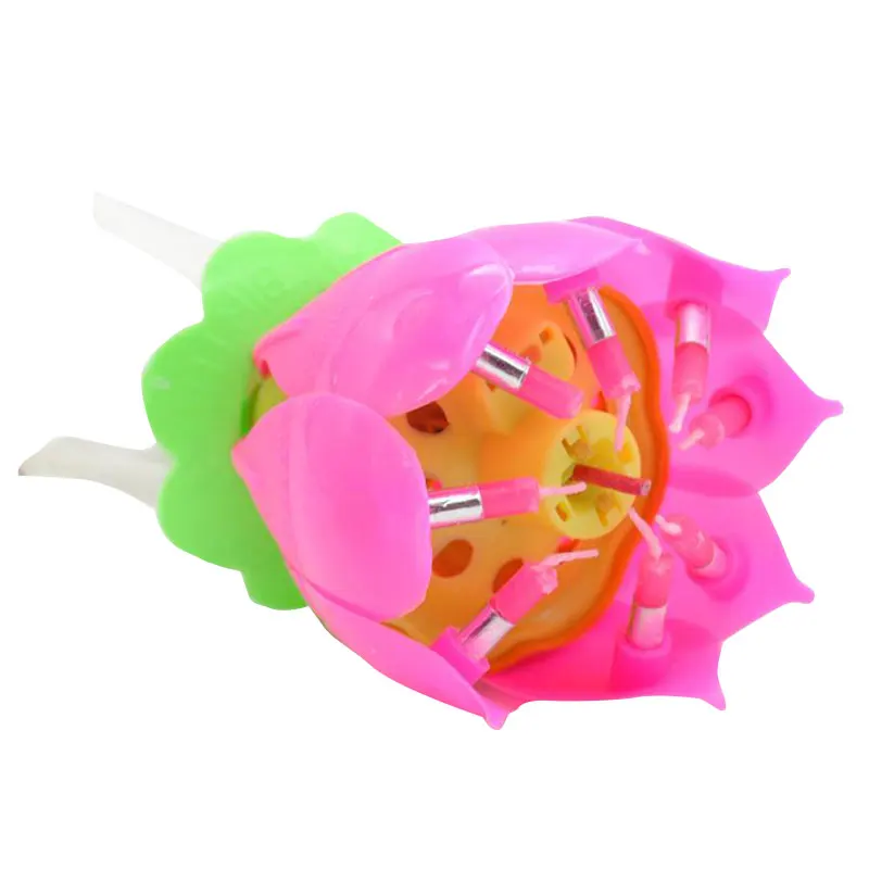 Cake Decoration Lotus Flower Festival Music Birthday Candles Musical Rotating Party Gift | Дом и сад